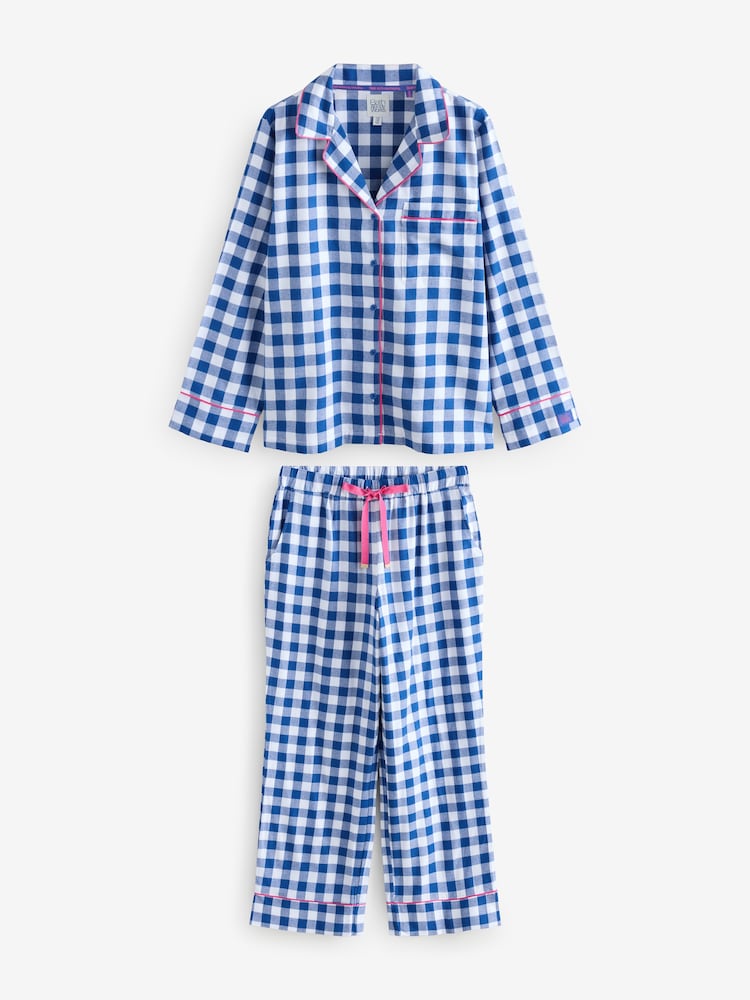Bath & Body Works Blue Check Button Through Pyjama Set - Image 1 of 6