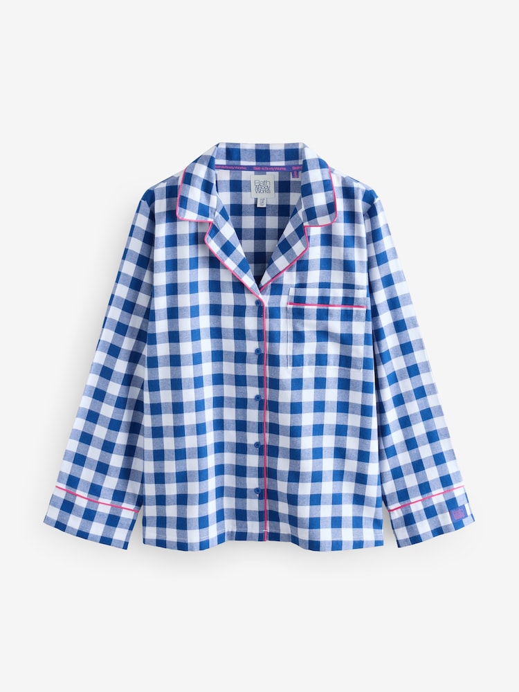 Bath & Body Works Blue Check Button Through Pyjama Set - Image 2 of 6