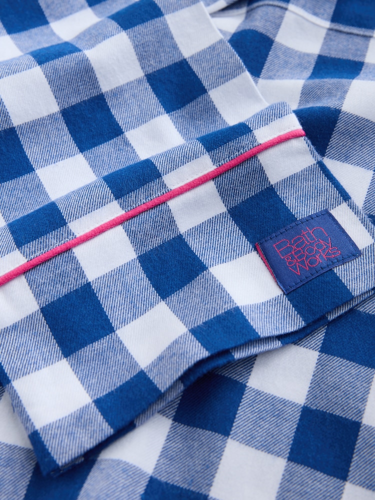 Bath & Body Works Blue Check Button Through Pyjama Set - Image 6 of 6