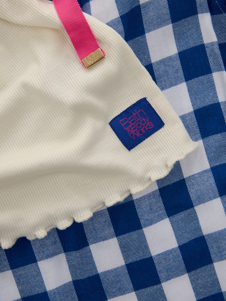 Bath & Body Works Blue Check Jersey Pyjamas - Image 6 of 6