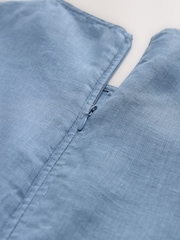 Navy Blue Premium 100% Linen Midi Column Dress - Image 8 of 8