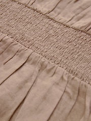 Neutral Premium 100% Linen Button Through Midi Dress - Image 7 of 9