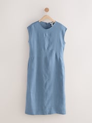 Neutral Premium 100% Linen Midi Column Dress - Image 1 of 4