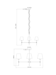 Brass Carolina 6 Light 3 Light Chandelier Light Fitting - Image 4 of 5