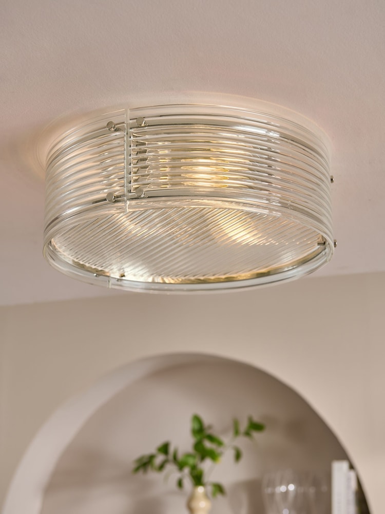 Chrome Carlton 2 Light Flush Fitting Ceiling Light - Image 1 of 5 Chrome Carlton 2 Light Flush Fitting Ceiling Light - Image 1 of 5