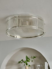 Chrome Carlton 2 Light Flush Fitting Ceiling Light - Image 2 of 5