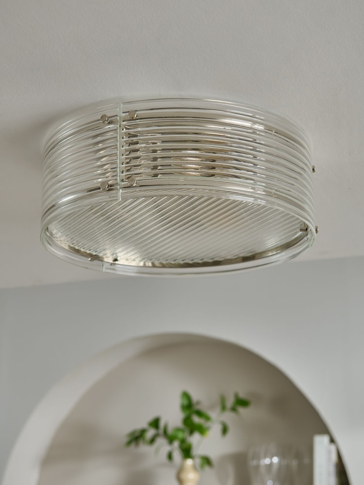 Chrome Carlton 2 Light Flush Fitting Ceiling Light - Image 2 of 5