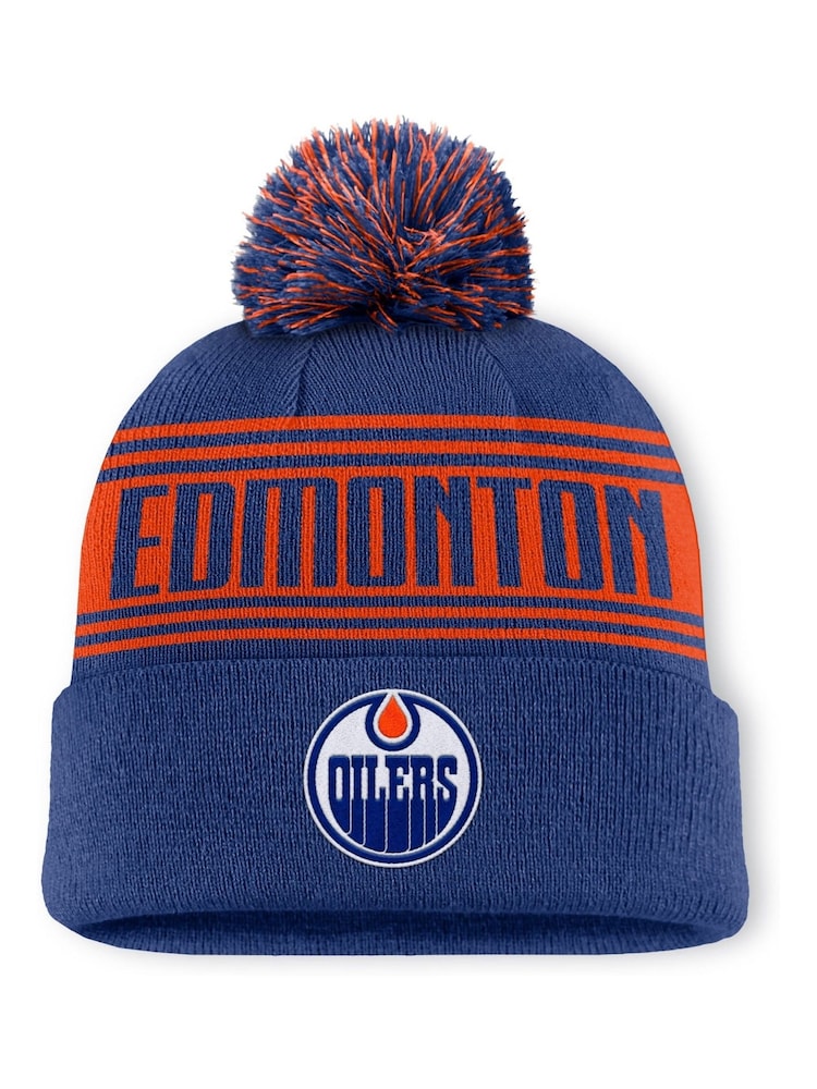 Fanatics Blue NHL Edmonton Oilers Beanie Cuff W/Pom - Image 1 of 2