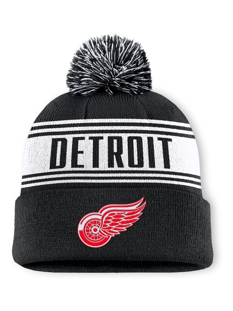 Fanatics NHL Detroit Wings Winter Black Beanie Cuff With Pom - Image 1 of 1