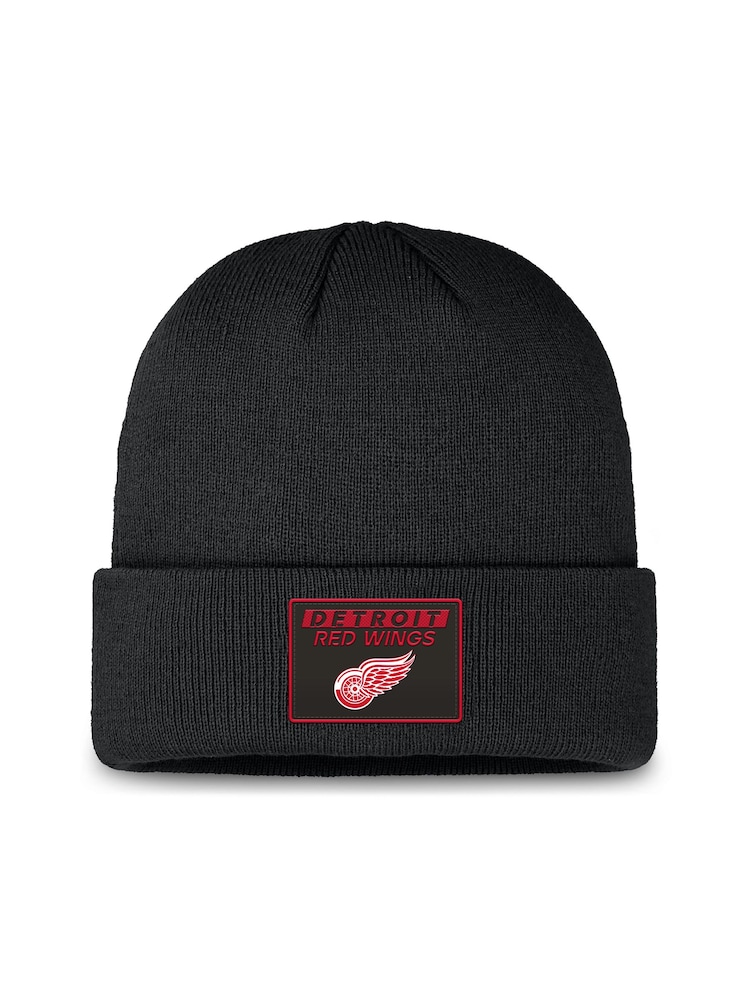 Fanatics NHL Detroit Red Wings Authentic Pro Rink Prime Cuffed Black Winter Beanie - Image 1 of 2 Fanatics NHL Detroit Red Wings Authentic Pro Rink Prime Cuffed Black Winter Beanie - Image 1 of 2
