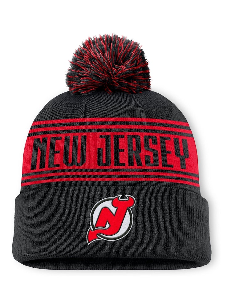 Fanatics NHL New Jersey Devils Black Cuff Winter Beanie With Pom - Image 1 of 2