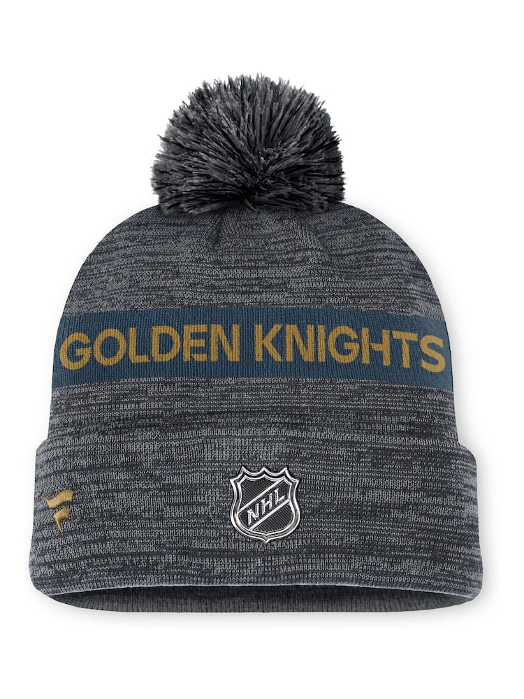Fanatics NHL Vegas Golden Knights Authentic Pro Rink Winter Beanie Cuff With Pom - Image 2 of 2 Fanatics NHL Vegas Golden Knights Authentic Pro Rink Winter Beanie Cuff With Pom - Image 2 of 2