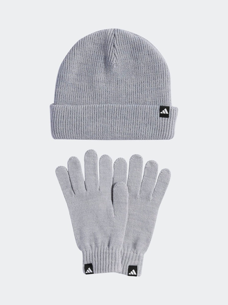 adidas Grey Gloves and Beanie Set - Image 1 of 4