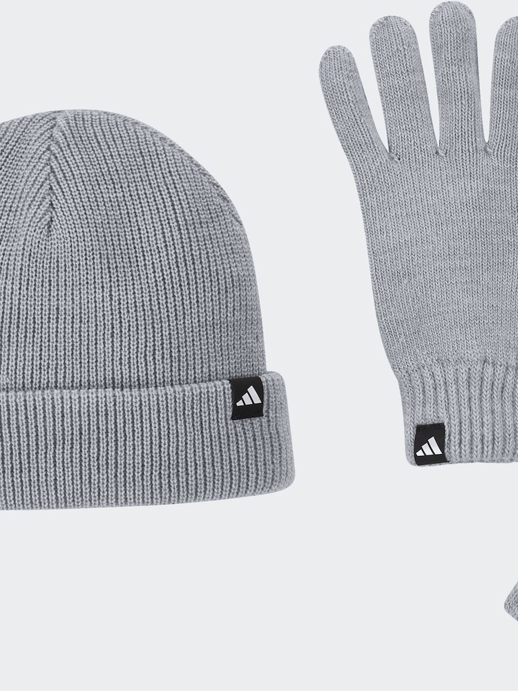 adidas Grey Gloves and Beanie Set - Image 2 of 4