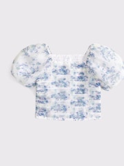 Floral Puff Sleeve Crop Top - Image 1 of 1