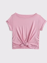 Basic Short Sleeve Tie Front Cropped T-Shirt - Bild 1 von 1