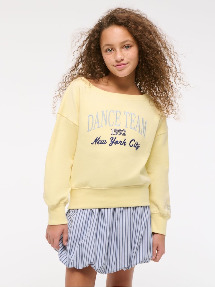 Off Shoulder Graphic Jersey Sweatshirt - Image 1 of 8