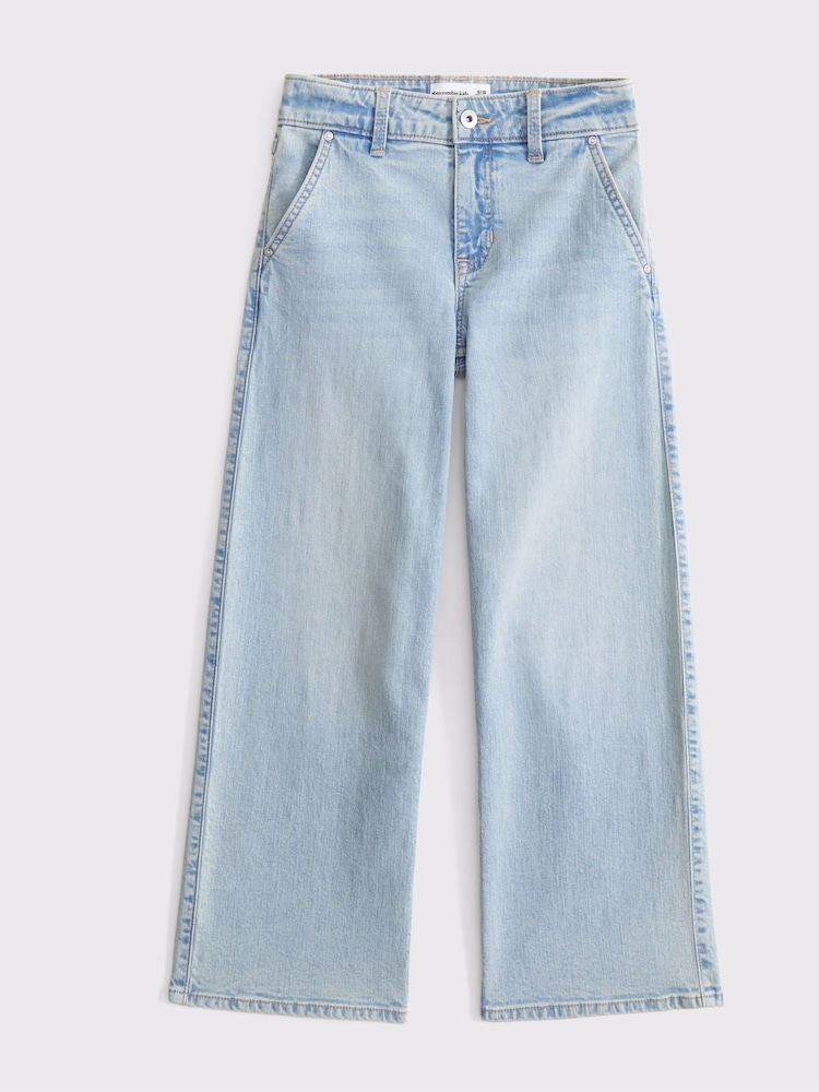 Light Wash High Rise Wide Leg Jeans With Heart Pocket - Image 1 of 3