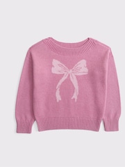 Bows Intarsia Knitted Jumper With Slash Neck - Image 1 of 1