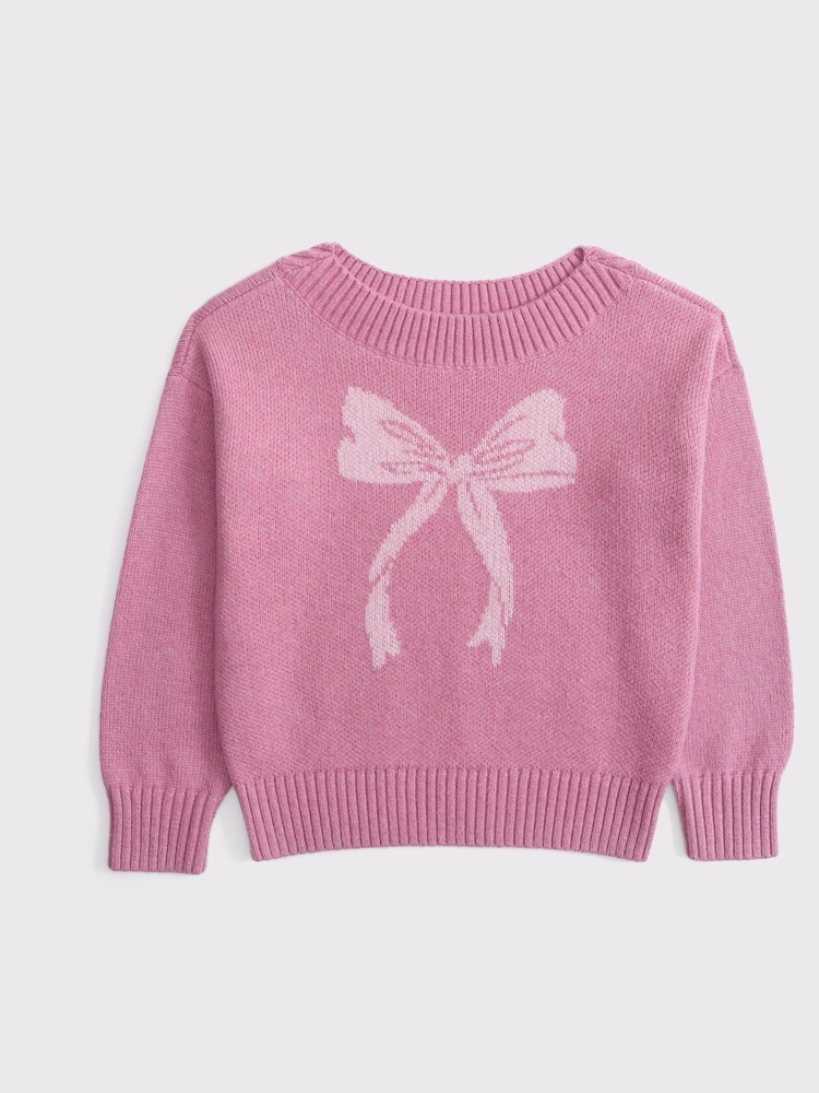 Bows Intarsia Knitted Jumper With Slash Neck - Image 1 of 1 Bows Intarsia Knitted Jumper With Slash Neck - Image 1 of 1