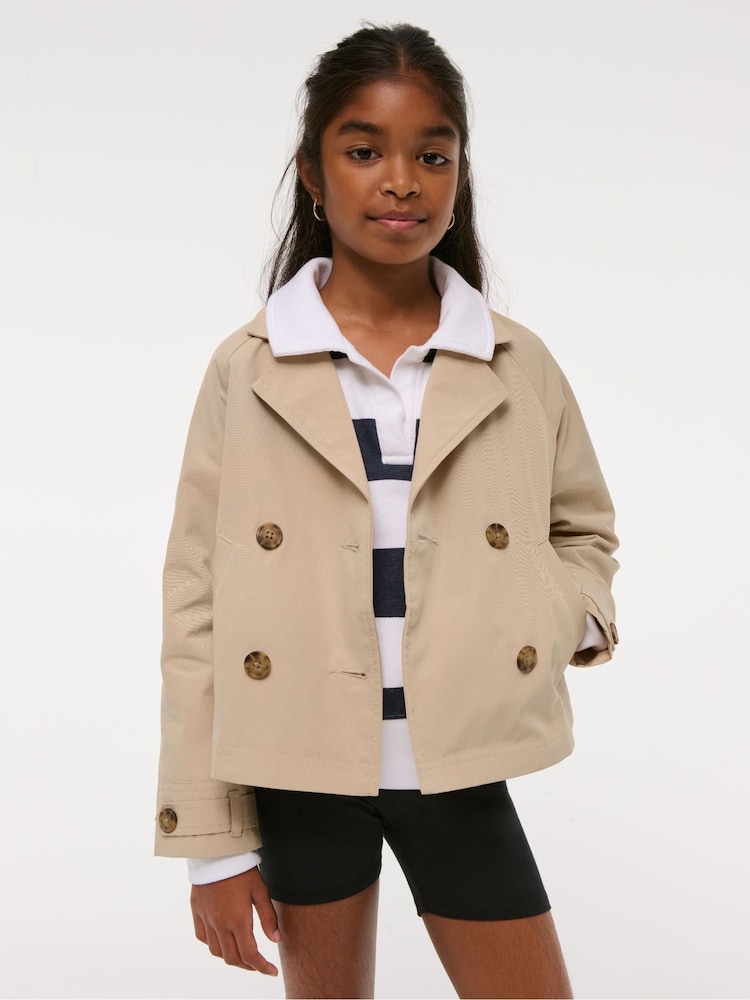 Cropped Trench Coat With Heart Lining - Image 1 of 7 Cropped Trench Coat With Heart Lining - Image 1 of 7