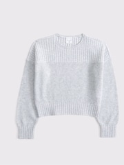 Abercrombie & Fitch Grey Crew Neck Stripe Knitted Jumper - Image 1 of 1