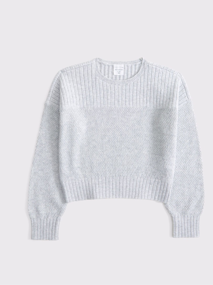 Abercrombie & Fitch Grey Crew Neck Stripe Knitted Jumper - Image 1 of 1