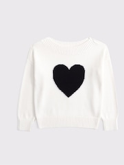 Heart Intarsia Knitted Jumper With Slash Neck - Image 1 of 1