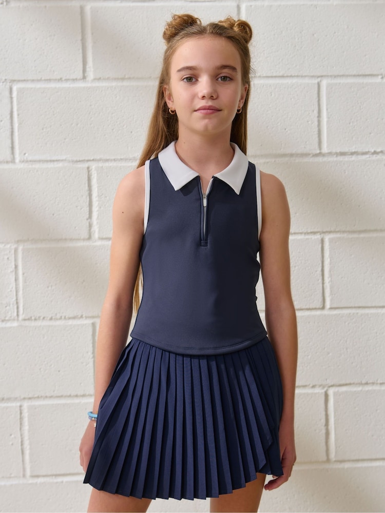 Active Athleisure Zip Neck Polo Crop Top - Image 1 of 7