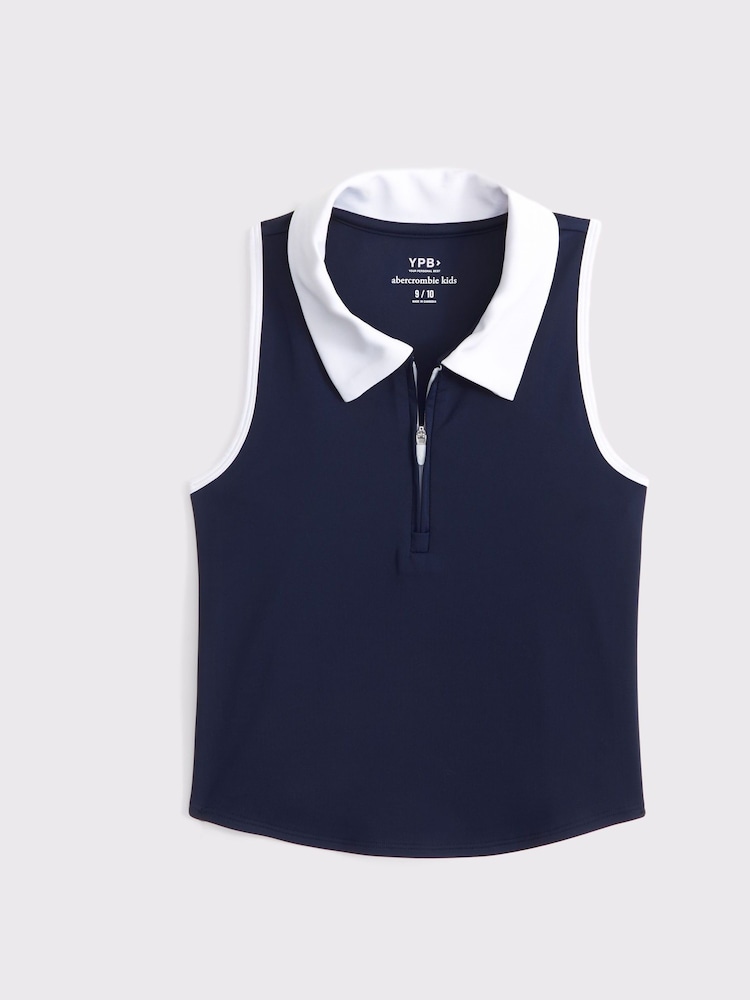 Active Athleisure Zip Neck Polo Crop Top - Image 7 of 7