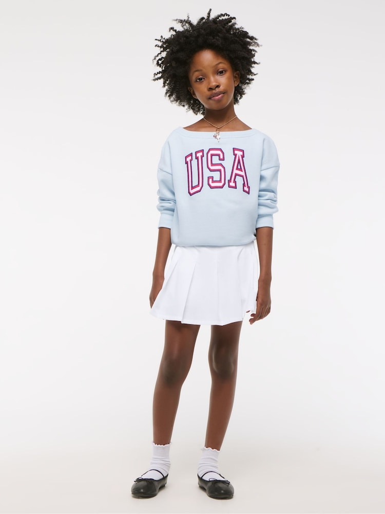 Off Shoulder Graphic Jersey Sweatshirt - Image 3 of 7