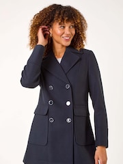 Roman Blue Double Breasted Longline Coat - Image 1 of 5