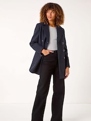 Roman Blue Double Breasted Longline Coat - Image 2 of 5