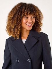 Roman Blue Double Breasted Longline Coat - Image 4 of 5