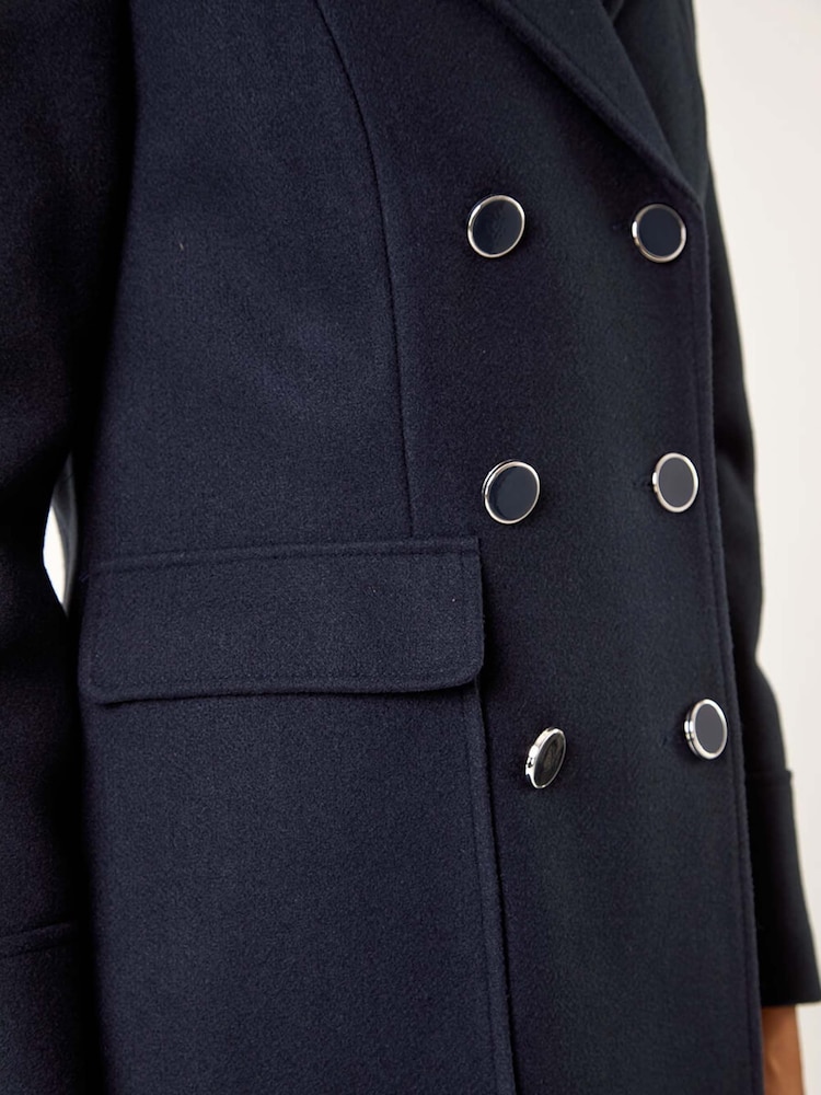 Roman Blue Double Breasted Longline Coat - Image 5 of 5