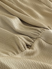Champagne Gold Textured Satin Halter Sleeveless Midi Dress - Image 7 of 7