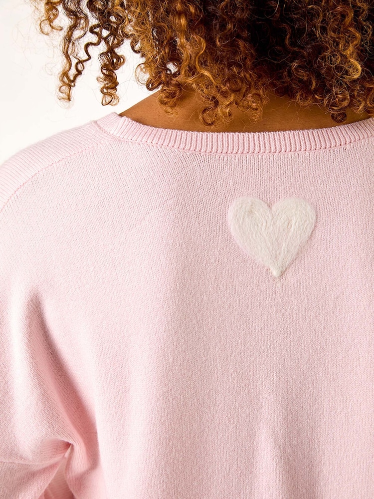 Roman Pink Heart and Star V-Neck Flock Jumper - Image 5 of 5