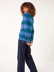 Roman Blue Star Stripe Crew Neck Knit Jumper - Image 3 of 5
