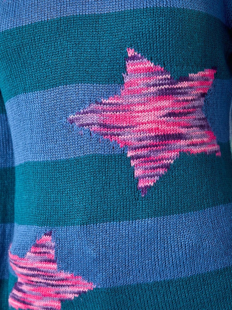 Roman Blue Star Stripe Crew Neck Knit Jumper - Image 5 of 5