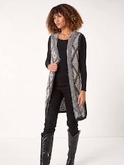 Roman Black Diamond Hooded Knit Gilet - Image 2 of 5