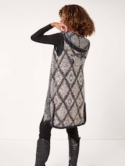 Roman Black Diamond Hooded Knit Gilet - Image 3 of 5