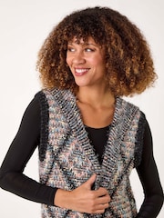 Roman Black Diamond Hooded Knit Gilet - Image 4 of 5