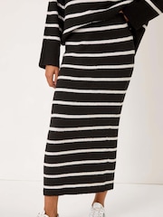 Roman Black Stripe Knit Maxi Skirt - Image 4 of 5