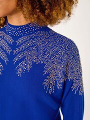 Roman Blue Shimmer Leaf Knit Jumper - Image 5 of 5