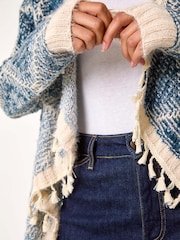 Roman Blue High Low Ombre Tassel Hem Cardigan - Image 5 of 5