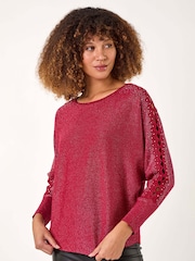 Roman Red Sleeve Braid Detail Knit Jumper - Image 1 of 5