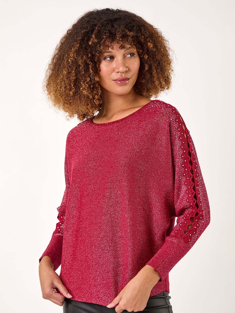 Roman Red Sleeve Braid Detail Knit Jumper - Image 1 of 5