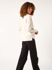 Roman White Heart and Star V-Neck Flock Jumper - Image 3 of 5