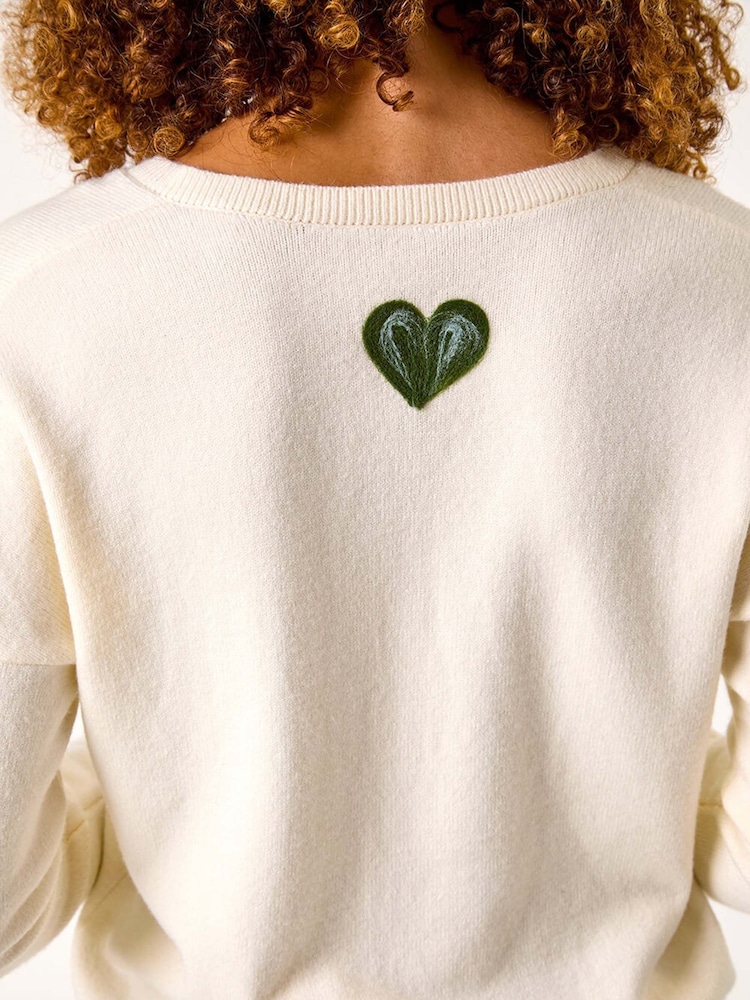 Roman White Heart and Star V-Neck Flock Jumper - Image 5 of 5