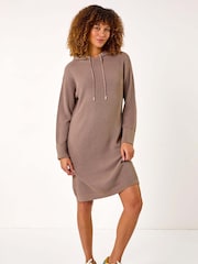 Roman Natural Hooded Knit Dress - Image 1 of 5